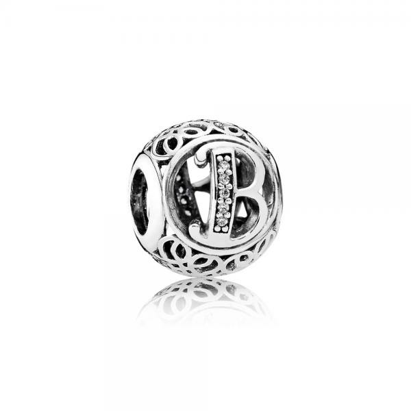 Pandora ékszer B betű ezüst charm cirkóniával 791846CZ