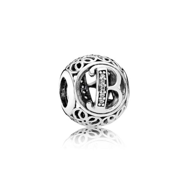 Pandora ékszer B betű ezüst charm cirkóniával 791846CZ