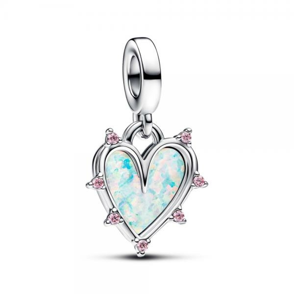 Pandora ékszer Barátság opálos szív dupla függő charm 793434C01