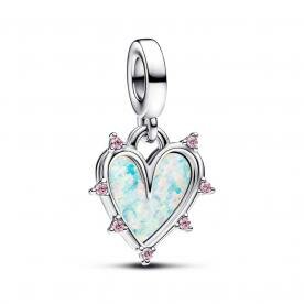 Pandora ékszer Barátság opálos szív dupla függő charm 793434C01