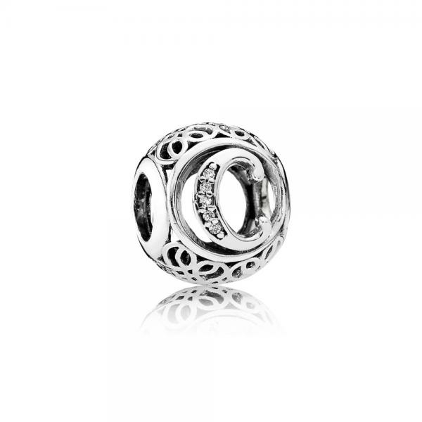 Pandora ékszer C betű ezüst charm cirkóniával 791847CZ