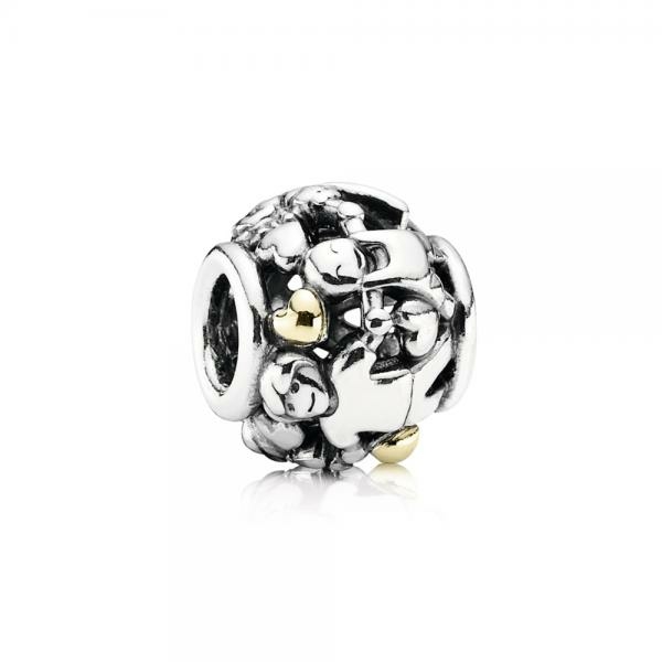 Pandora ékszer Család ezüst charm 14k arannyal 791040