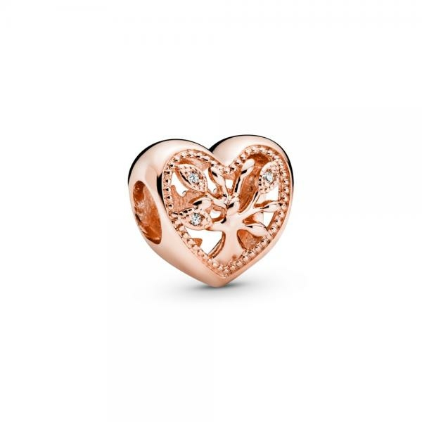 Pandora ékszer Családfa szív rozé charm 788826C01