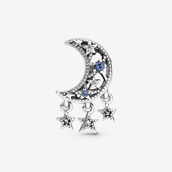 Pandora ékszer Csillag és félhold ezüst charm kék kövekkel 799643C01