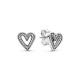 Pandora ékszer Csillogó aszimmetrikus szív ezüst fülbevaló 298685C01