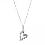 Pandora ékszer Csillogó aszimmetrikus szív ezüst nyaklánc 398688C01-50