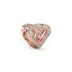 Pandora ékszer Csillogó aszimmetrikus szív rozé charm 788692C01