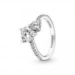 Pandora ékszer Csillogó dupla szív ezüst gyűrű 