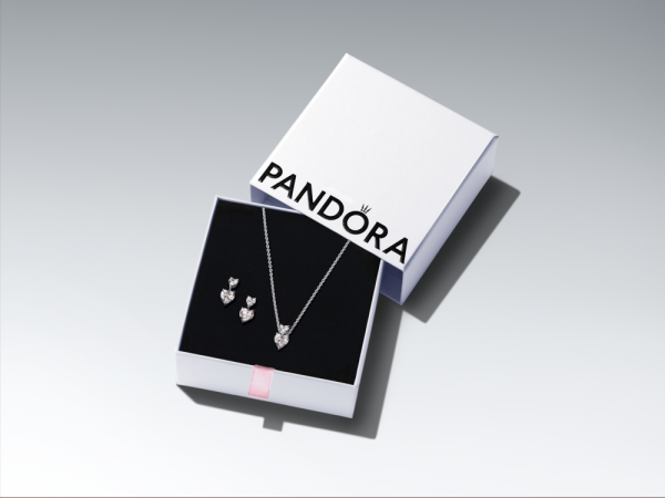 Pandora ékszer Csillogó dupla szív nyaklánc szett PSZA36