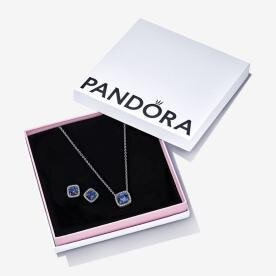 Pandora ékszer Csillogó kék négyzet köves ékszer szett PSZ78