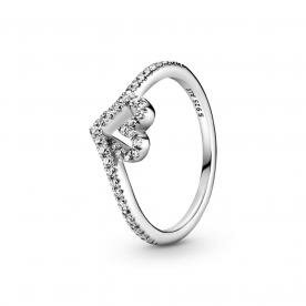 Pandora ékszer Csillogó kívánság szív ezüst gyűrű 