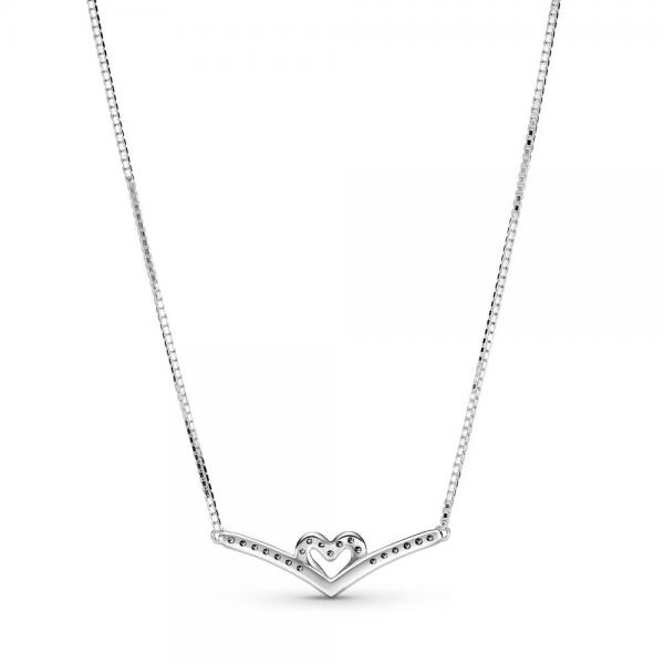 Pandora ékszer Csillogó kívánság szív ezüst nyaklánc 399273C01-45