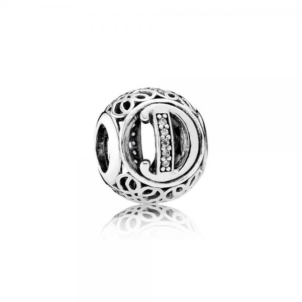 Pandora ékszer D betű ezüst charm cirkóniával 791848CZ