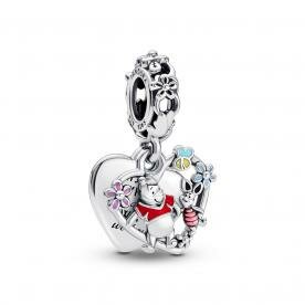 Pandora ékszer Disney Micimackó dupla szív ezüst charm 792214C01