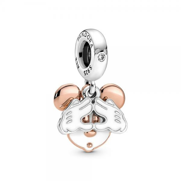 Pandora ékszer Disney Mickey egér kéttónusú dupla függő charm 780112C01