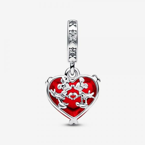 Pandora ékszer Disney Mickey és Minnie csók muránói üveg függő charm 792522C01