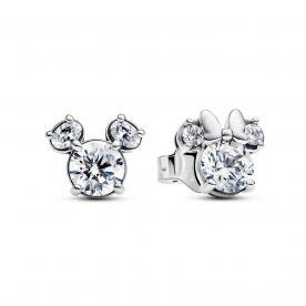 Pandora ékszer Disney Mickey és Minnie egér szikrázó ezüst fülbevaló 293219C01
