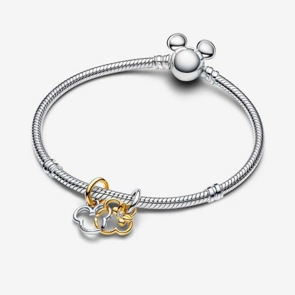 Pandora ékszer Disney Mickey és Minnie sziluett függő dupla charm 763650C01