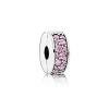 Pandora ékszer Díszes szilikonos ezüst klip rózsaszín cirkóniával