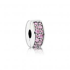 Pandora ékszer Díszes szilikonos ezüst klip rózsaszín cirkóniával 791817PCZ