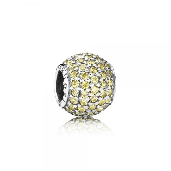 Pandora ékszer Dí­szes arany pávé gömb ezüst charm cirkóniával 791051FCZ