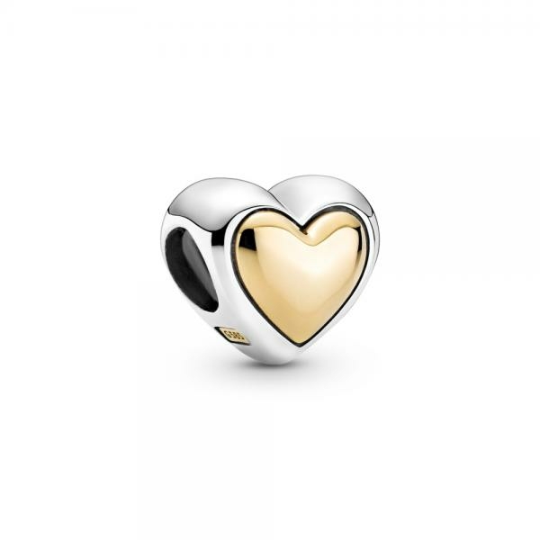 Pandora ékszer Domború szív kéttónusú charm 799415C00