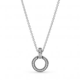 Pandora ékszer Dupla kör és szívek ezüst nyaklánc 399487C01-45