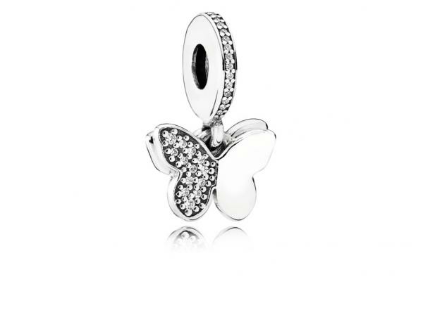 Pandora ékszer Dupla pillangó függő ezüst charm cirkóniával 791844CZ