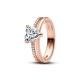 Pandora ékszer Dupla rose gold gyűrű cirkónia szívvel 