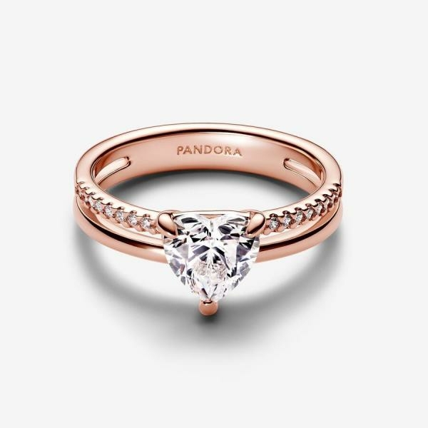 Pandora ékszer Dupla rose gold gyűrű cirkónia szívvel 