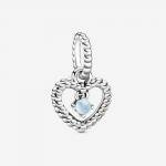 Pandora ékszer Égkék gyöngyös szív függő charm 798854C07