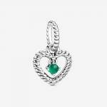 Pandora ékszer Esőerdőzöld gyöngyös szív függő charm 798854C05