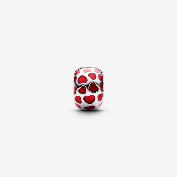 Pandora ékszer Ezüst klip piros szivekkel 793679C01