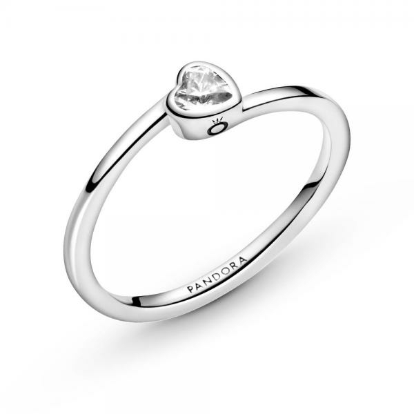 Pandora ékszer Ezüst solitaire gyűrű fehér szívvel 
