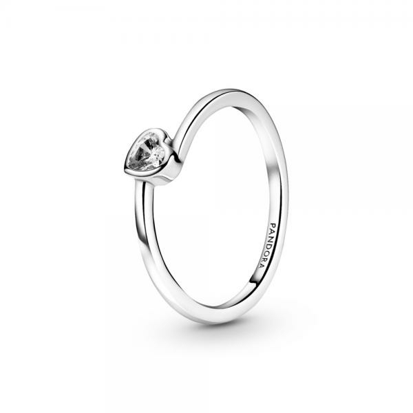 Pandora ékszer Ezüst solitaire gyűrű fehér szívvel 