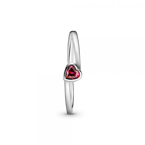Pandora ékszer Ezüst solitaire gyűrű piros szívvel 