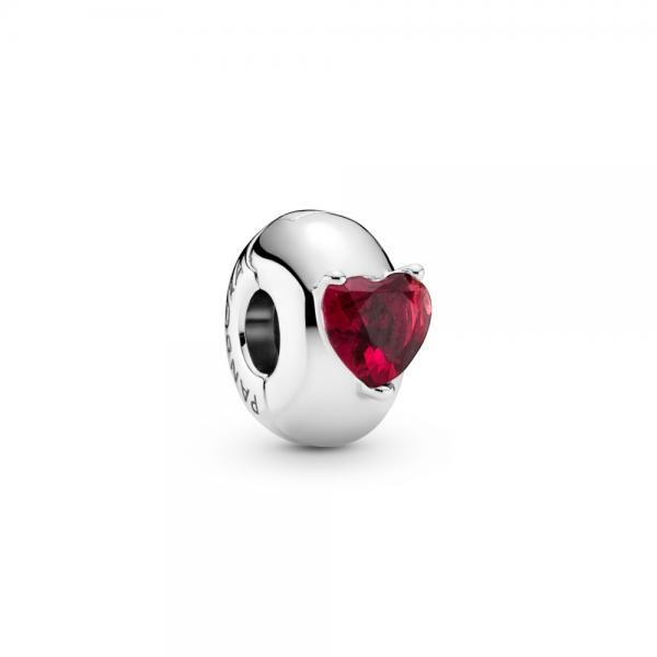 Pandora ékszer Ezüst szilikonos klip piros szívvel 799203C01