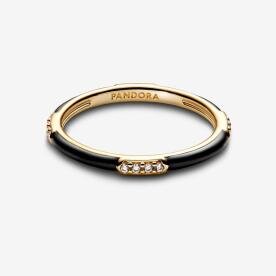 Pandora ékszer Fekete tűzzománc és kövek shine gyűrű 