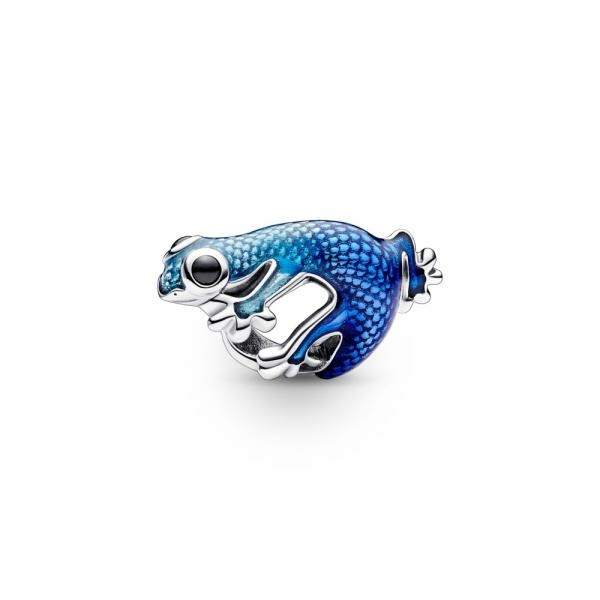 Pandora ékszer Fémes kék gekko ezüst charm 792701C01