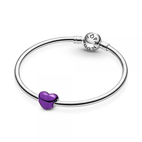 Pandora ékszer Fémes lila szív charm 793337C01