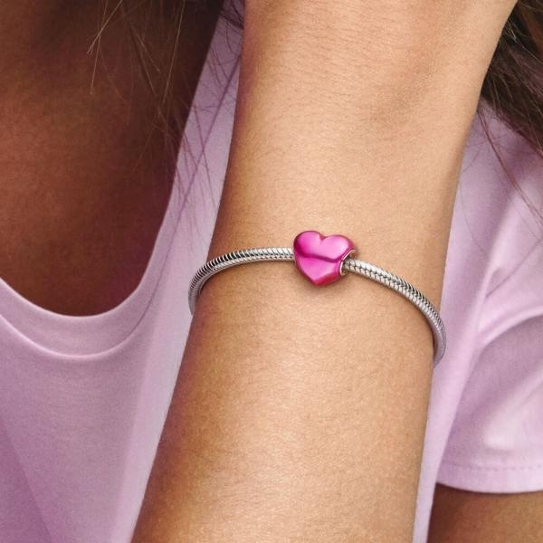 Pandora ékszer Fémes rózsaszín szív charm 793337C03