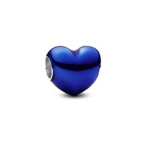 Pandora ékszer Fémes sötétkék szív charm 793337C05