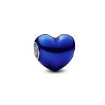 Pandora ékszer Fémes sötétkék szív charm 793337C05