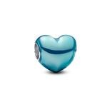Pandora ékszer Fémes világoskék szív charm 793337C06
