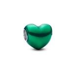 Pandora ékszer Fémes zöld szív charm 793337C07