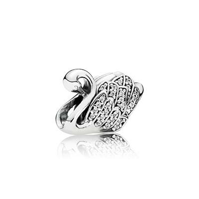 Pandora ékszer Fenséges hattyú ezüst cirkónia charm 791732CZ