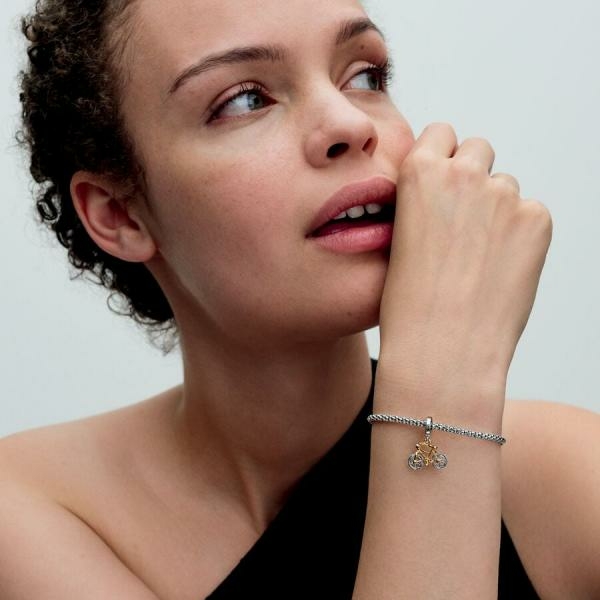 Pandora ékszer Forgó kerekű kéttónusú bicikli függő charm 763354C01