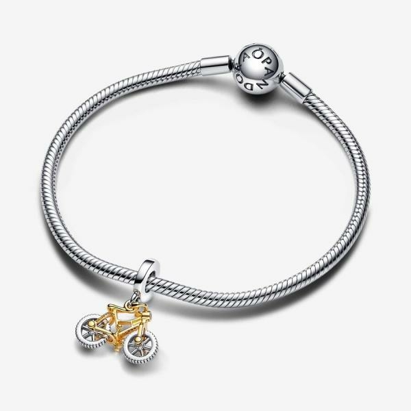 Pandora ékszer Forgó kerekű kéttónusú bicikli függő charm 763354C01