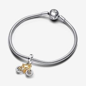 Pandora ékszer Forgó kerekű kéttónusú bicikli függő charm 763354C01