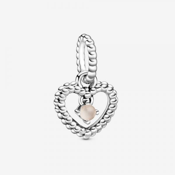 Pandora ékszer Füstös rózsaszín gyöngyös szív függő charm 798854C06